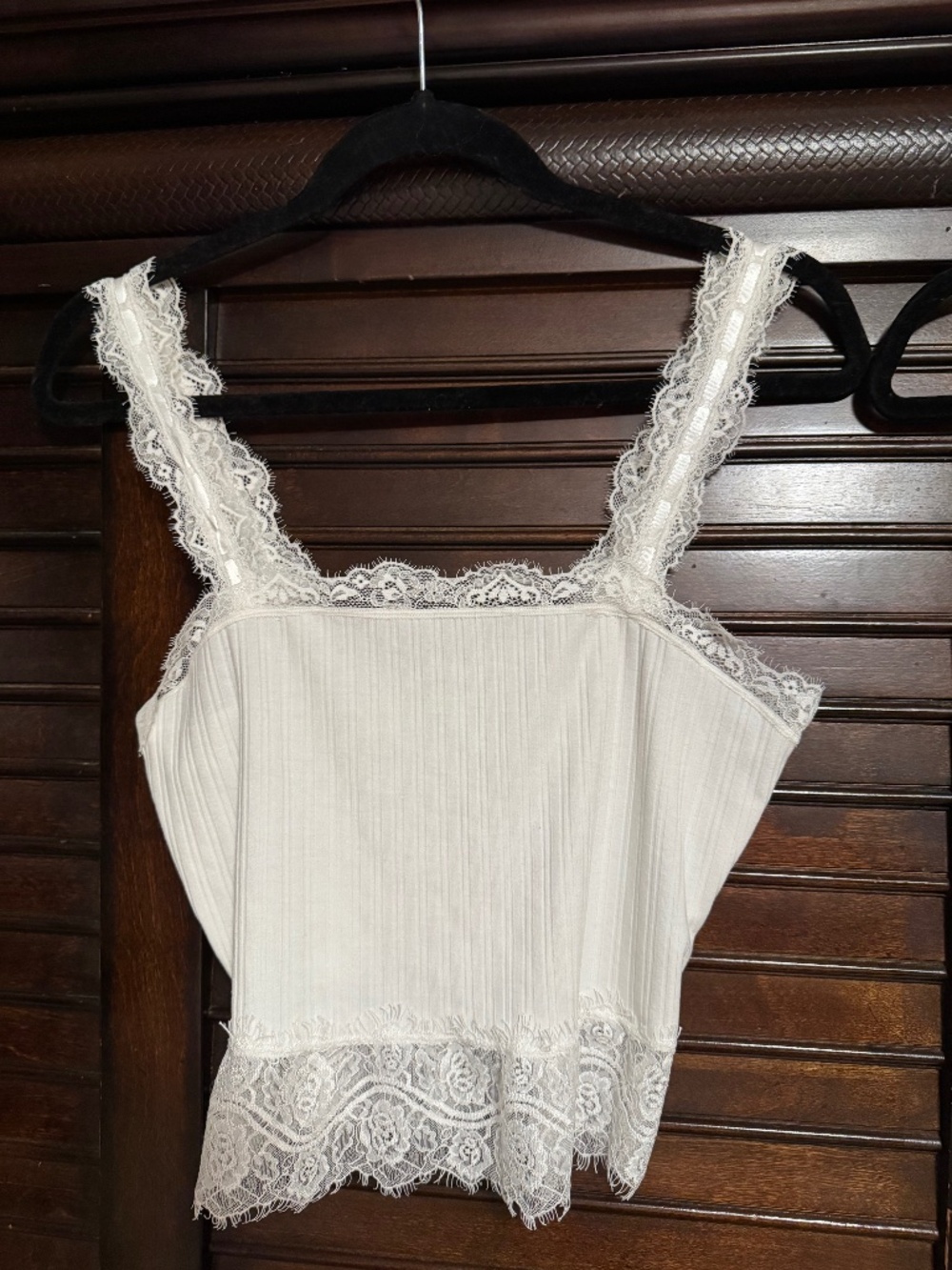 LoveShackFancy White lace trim tank cami Small